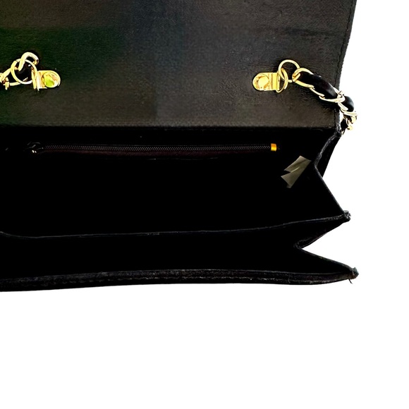 Vintage Elka Black Faux Suede Crossbody Bag with Gold Hardware and Braided Strap - Picture 9 of 9